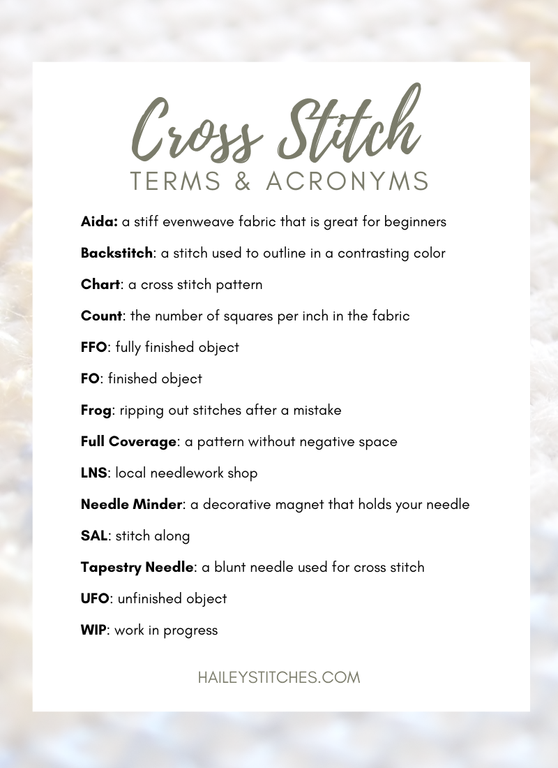 Cross Stitch Terms and Acronyms for Beginners