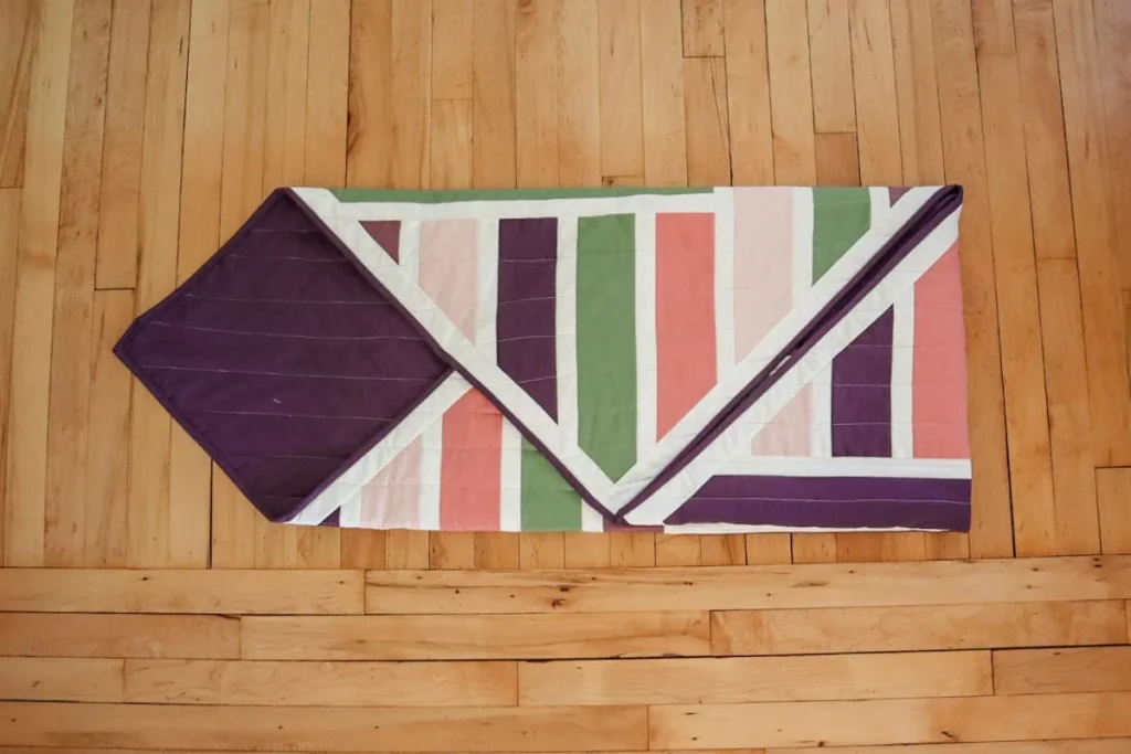 a quilt folded on the bias.