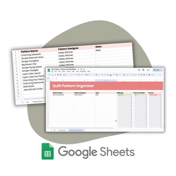 Quilt Pattern Organizer Spreadsheet - Image 2